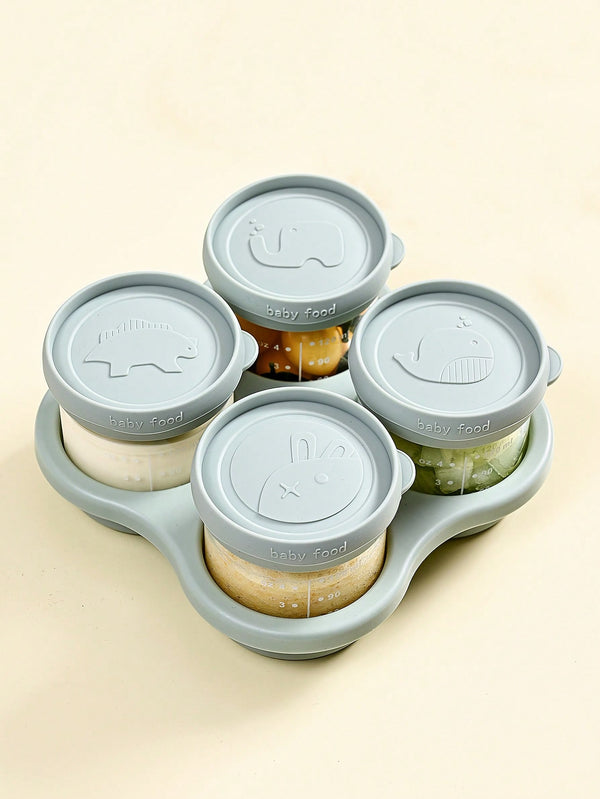 Set ruajtjeje ushqimi për foshnja me 4 pjesë dhe tabaka – Ideal për përgatitjen dhe organizimin e ushqimit