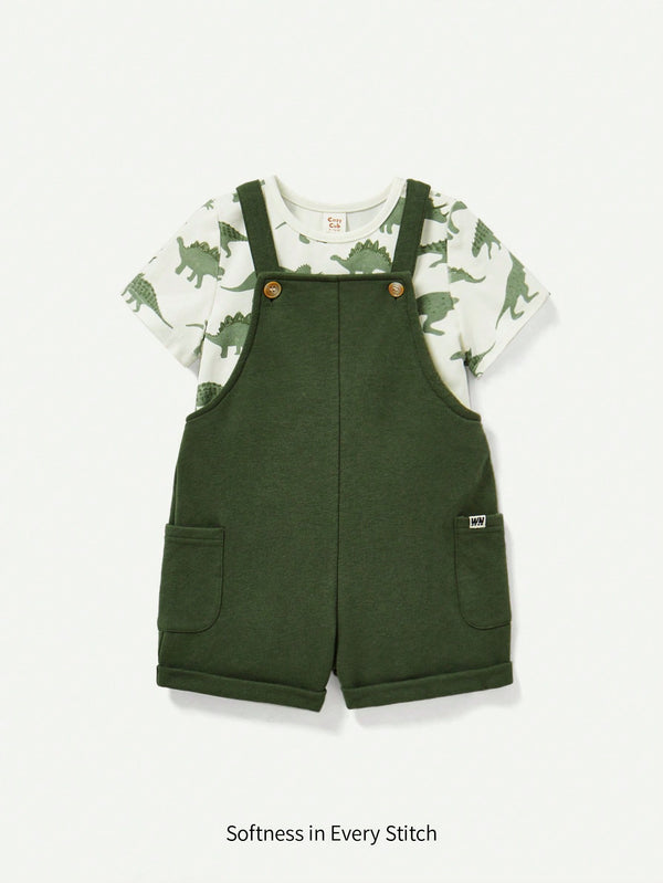 Set Veror për Djem të Vegjël – Bluze me Print Dinosauri dhe Pantallona me Tirqe Karikaturë