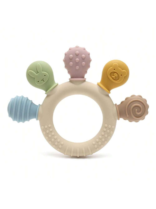 Unaza Ngjyra-ngjyra prej Silikoni të Butë për Dhëmbëzim të Foshnjave – Lodra Sensore të Sigurta dhe Qetësuese për Fëmijët 0-3 Vjeç