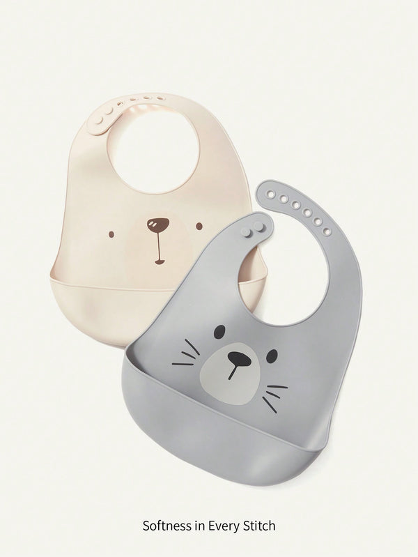 Set Përparëse Silikoni për Bebe – E Papërshkueshme nga Uji me Dizajn Kafshësh Karikaturë, Ideale për Ushqyerje