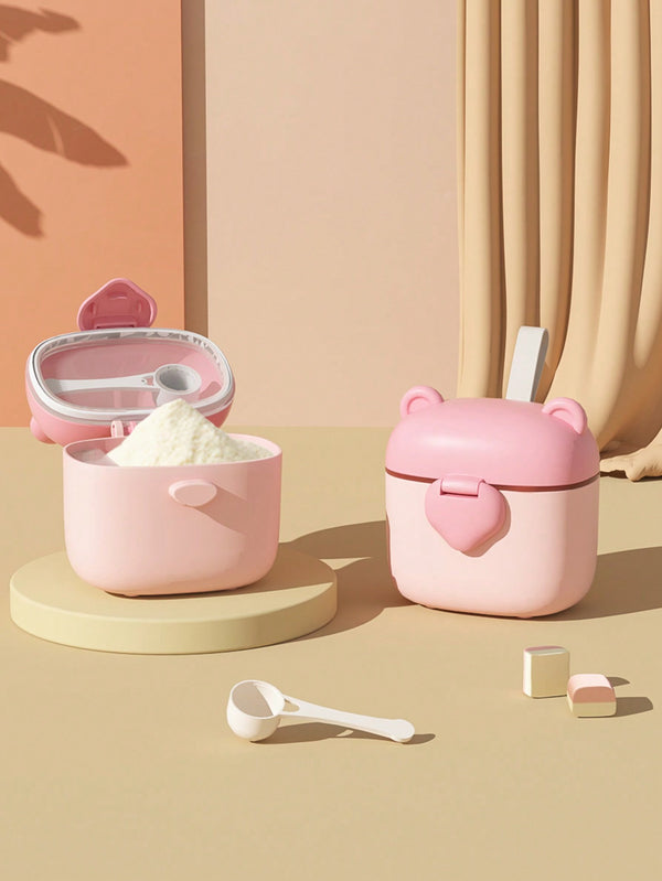 Shpërndarës portativ për formulë foshnje dhe kontejner për ruajtjen e snacks me model arushi karton